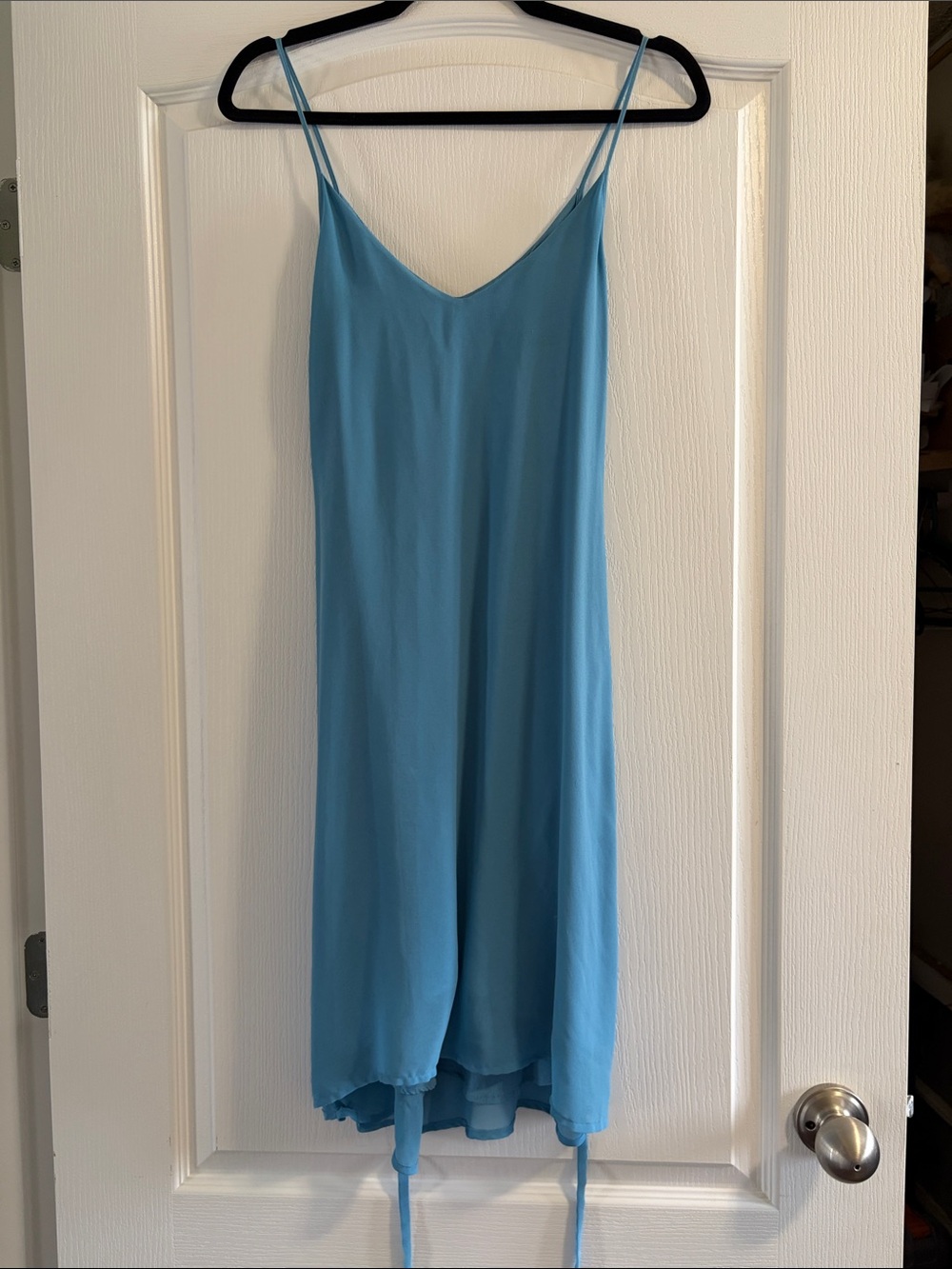 French Connection Teal-Blue V-Neck Slip Dress